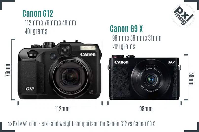 Canon G12 vs Canon G9 X size comparison Canon G12 vs Canon G9 X size comparison