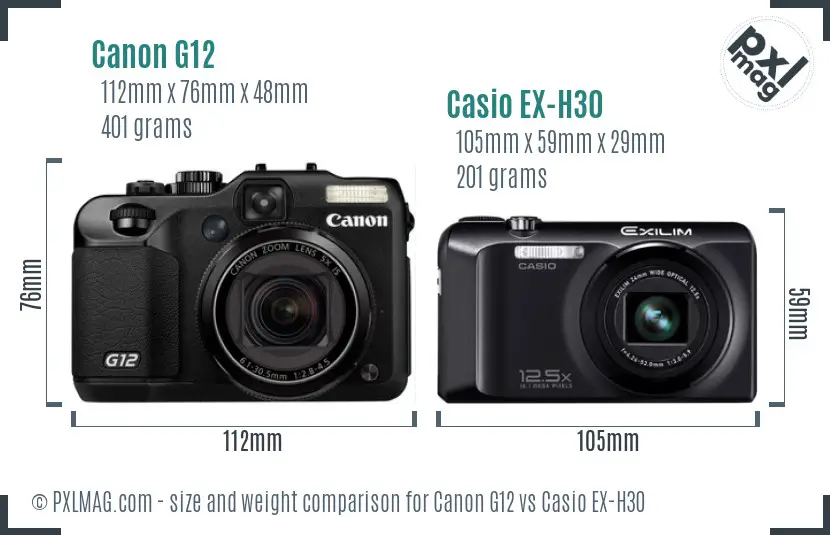 Canon G12 vs Casio EX-H30 size comparison Canon G12 vs Casio EX-H30 size comparison