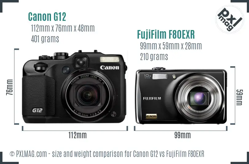 Canon G12 vs FujiFilm F80EXR size comparison