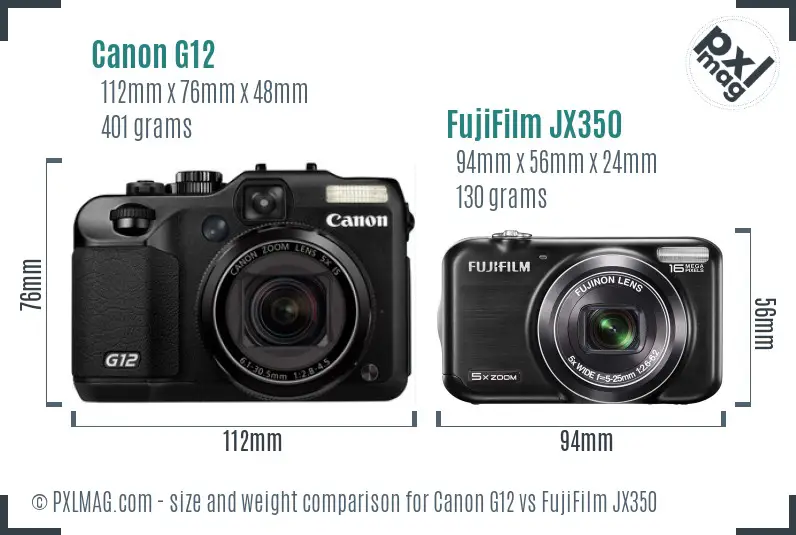 Canon G12 vs FujiFilm JX350 size comparison