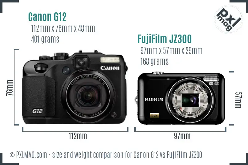 Canon G12 vs FujiFilm JZ300 size comparison