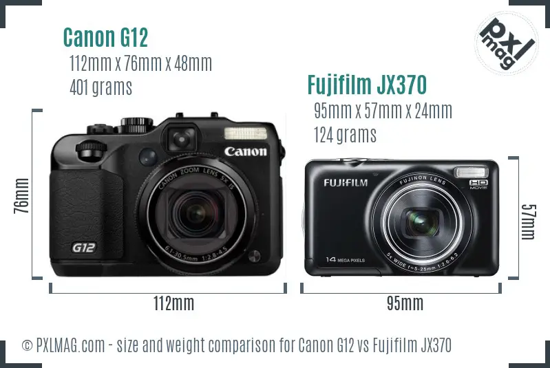 Canon G12 vs Fujifilm JX370 size comparison