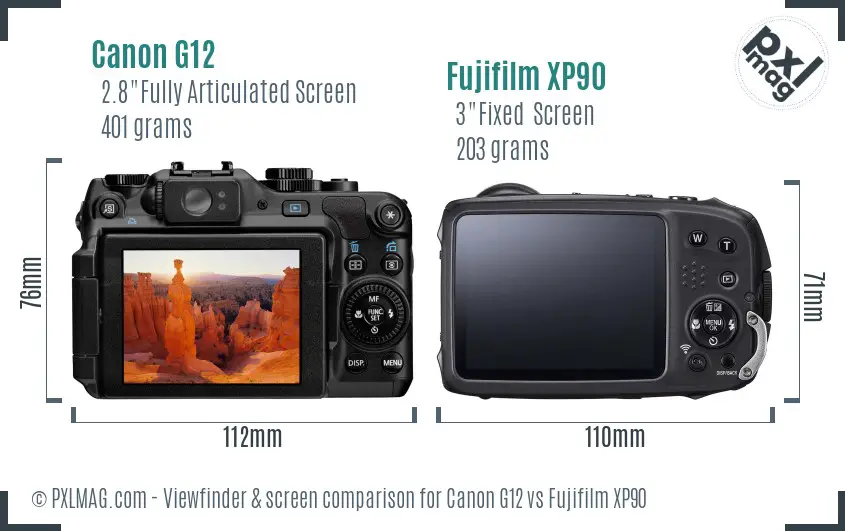 Canon G12 vs Fujifilm XP90 Screen and Viewfinder comparison Canon G12 vs Fujifilm XP90 Screen and Viewfinder comparison