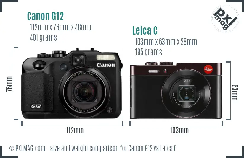 Canon G12 vs Leica C size comparison