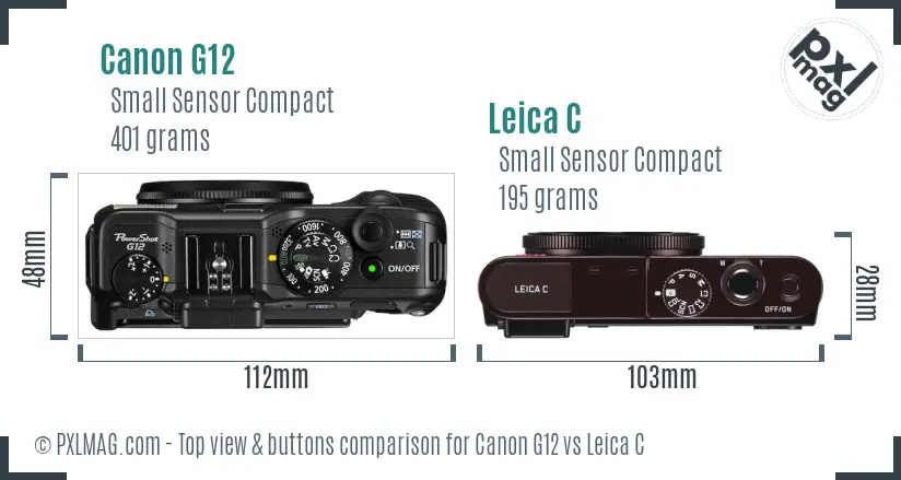 Canon G12 vs Leica C top view buttons comparison
