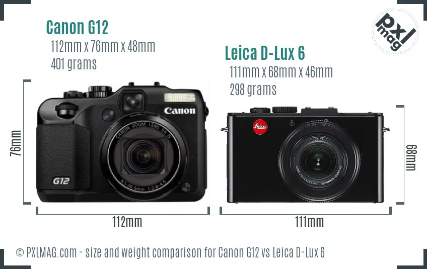 Canon G12 vs Leica D-Lux 6 size comparison