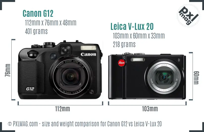 Canon G12 vs Leica V-Lux 20 size comparison