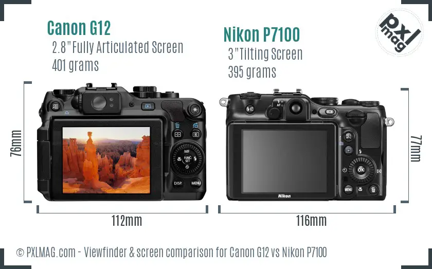 Canon G12 vs Nikon P7100 Screen and Viewfinder comparison