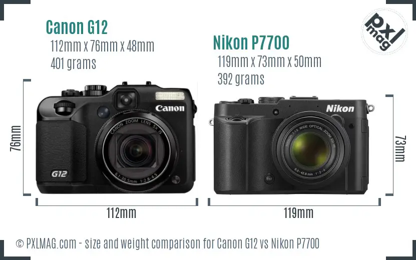 Canon G12 vs Nikon P7700 size comparison