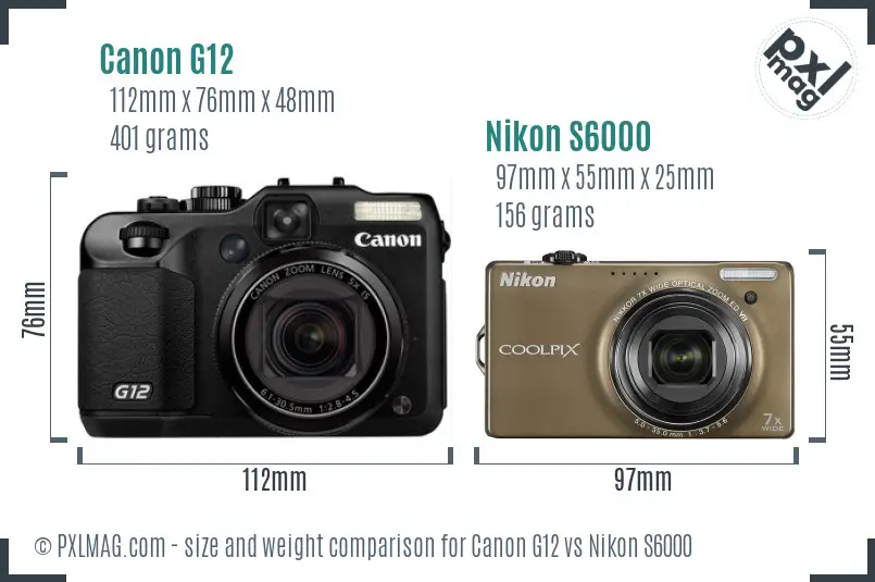 Canon G12 vs Nikon S6000 size comparison
