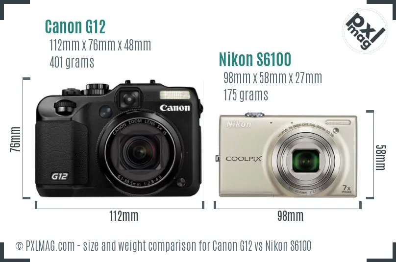 Canon G12 vs Nikon S6100 size comparison