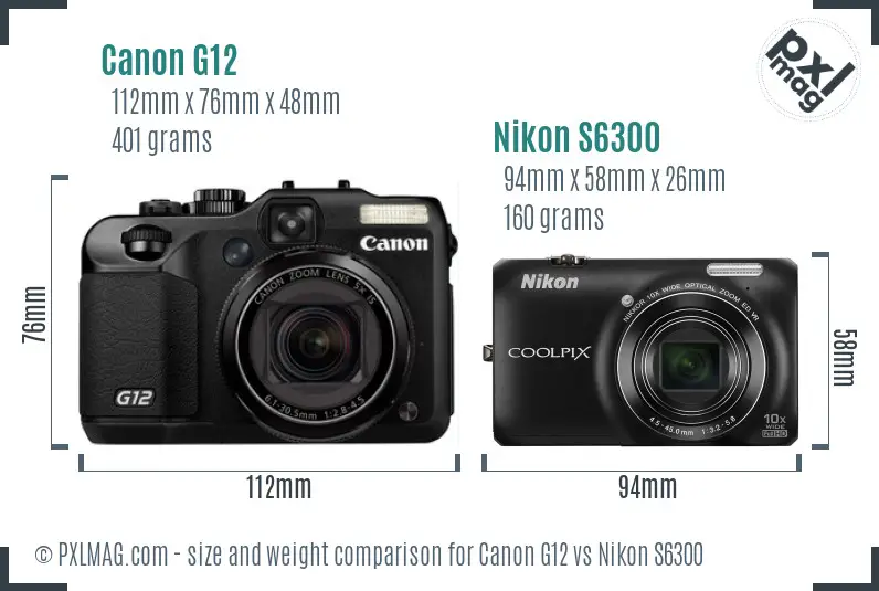Canon G12 vs Nikon S6300 size comparison