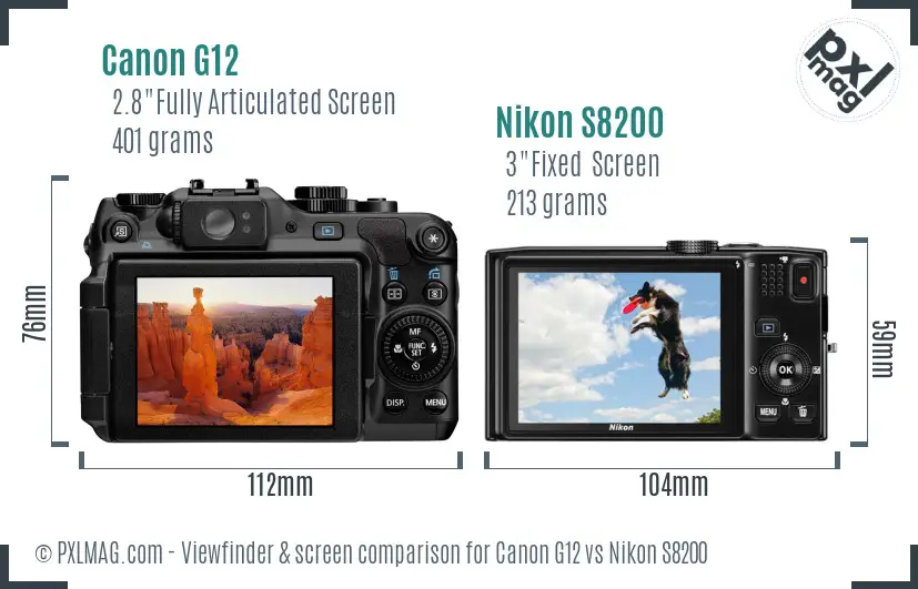 Canon G12 vs Nikon S8200 Screen and Viewfinder comparison Canon G12 vs Nikon S8200 Screen and Viewfinder comparison
