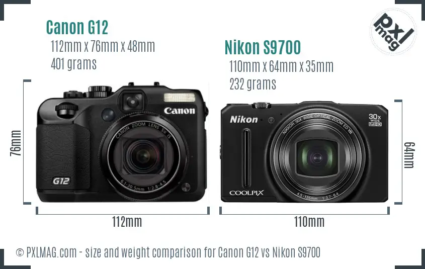 Canon G12 vs Nikon S9700 size comparison Canon G12 vs Nikon S9700 size comparison