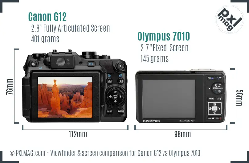 Canon G12 vs Olympus 7010 Screen and Viewfinder comparison