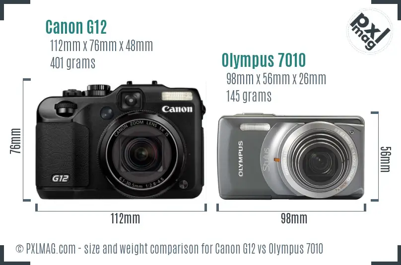 Canon G12 vs Olympus 7010 size comparison