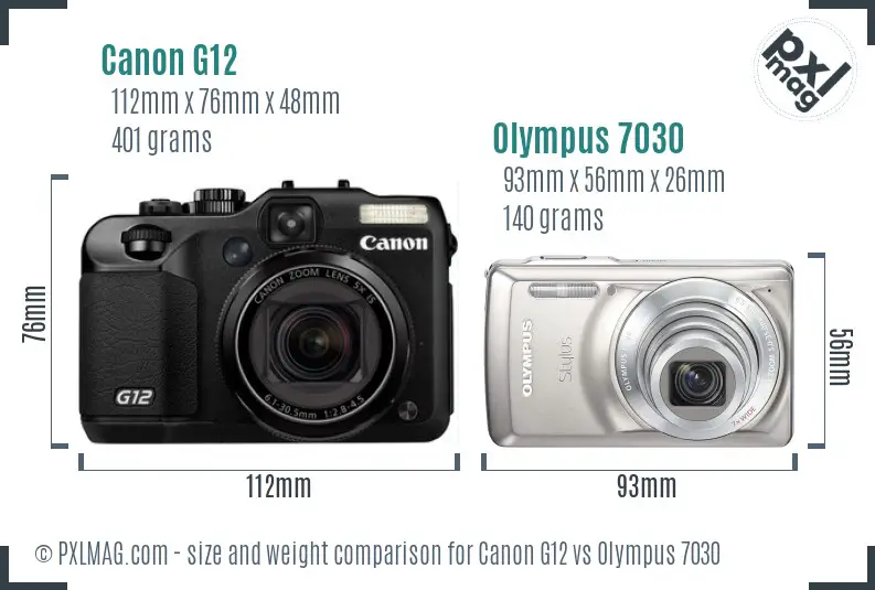 Canon G12 vs Olympus 7030 size comparison