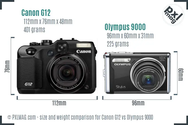 Canon G12 vs Olympus 9000 size comparison