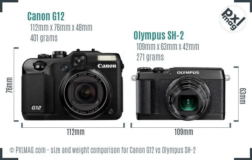 Canon G12 vs Olympus SH-2 size comparison