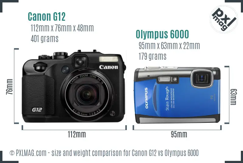 Canon G12 vs Olympus 6000 size comparison