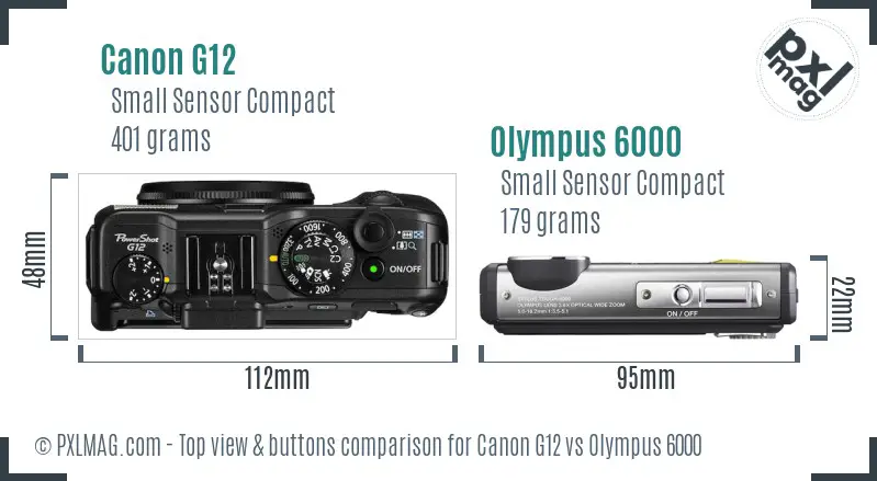 Canon G12 vs Olympus 6000 top view buttons comparison