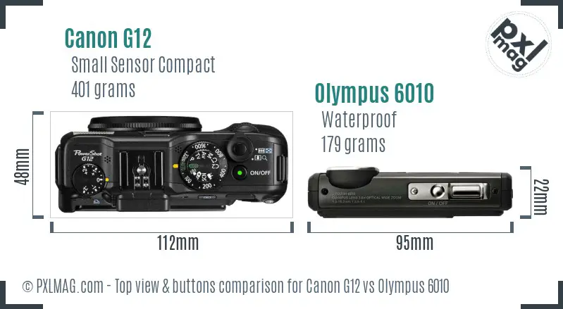 Canon G12 vs Olympus 6010 top view buttons comparison Canon G12 vs Olympus 6010 top view buttons comparison