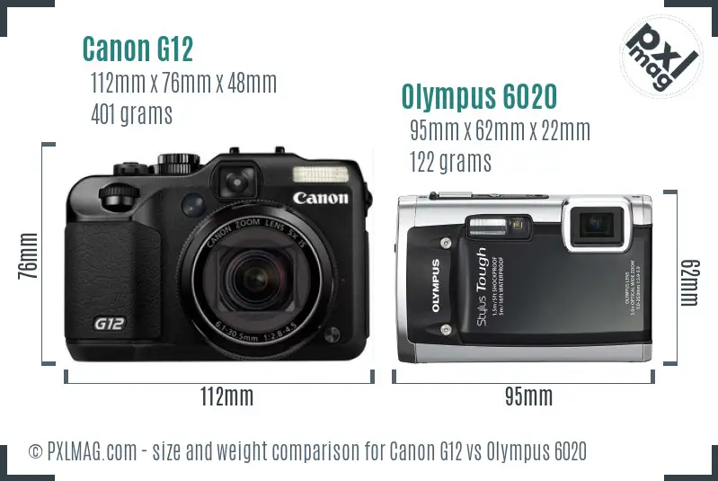 Canon G12 vs Olympus 6020 size comparison