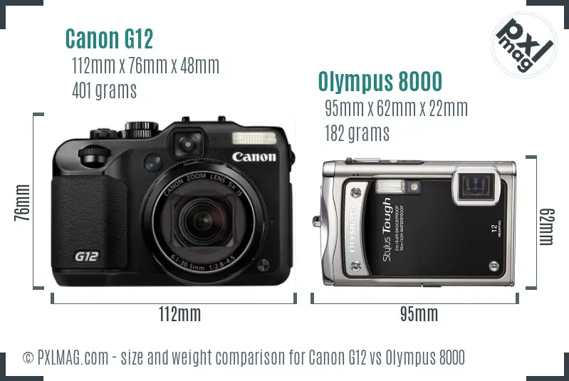 Canon G12 vs Olympus 8000 size comparison
