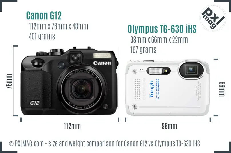 Canon G12 vs Olympus TG-630 iHS size comparison