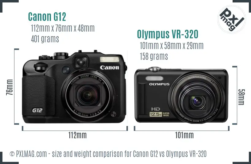 Canon G12 vs Olympus VR-320 size comparison