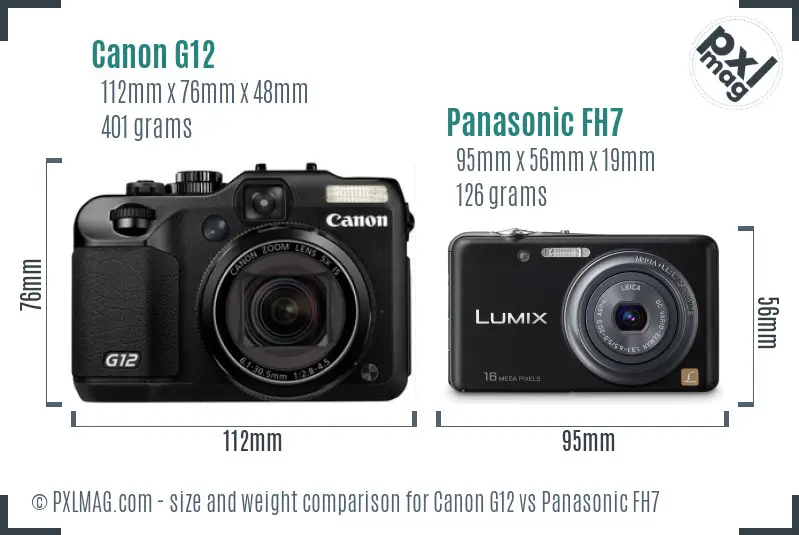 Canon G12 vs Panasonic FH7 size comparison