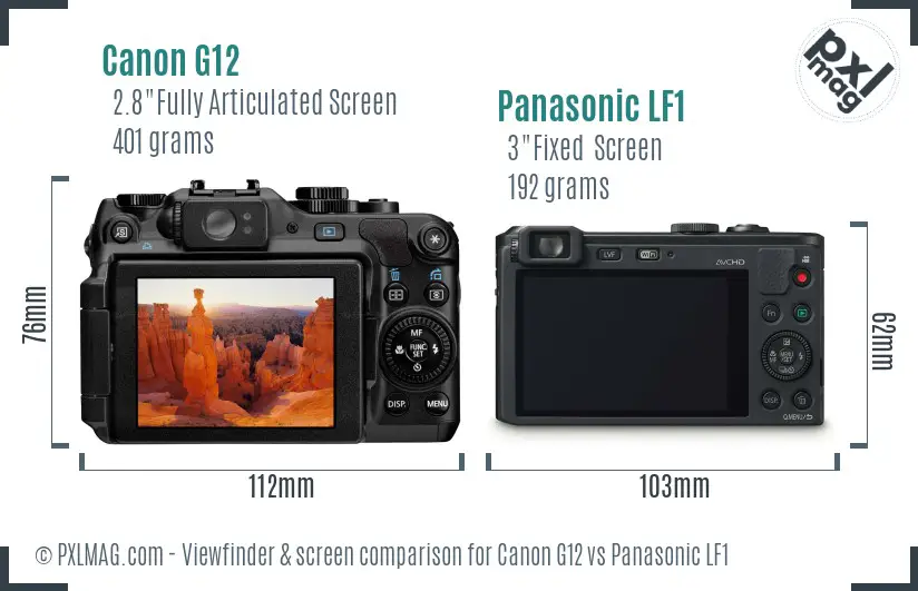 Canon G12 vs Panasonic LF1 Screen and Viewfinder comparison