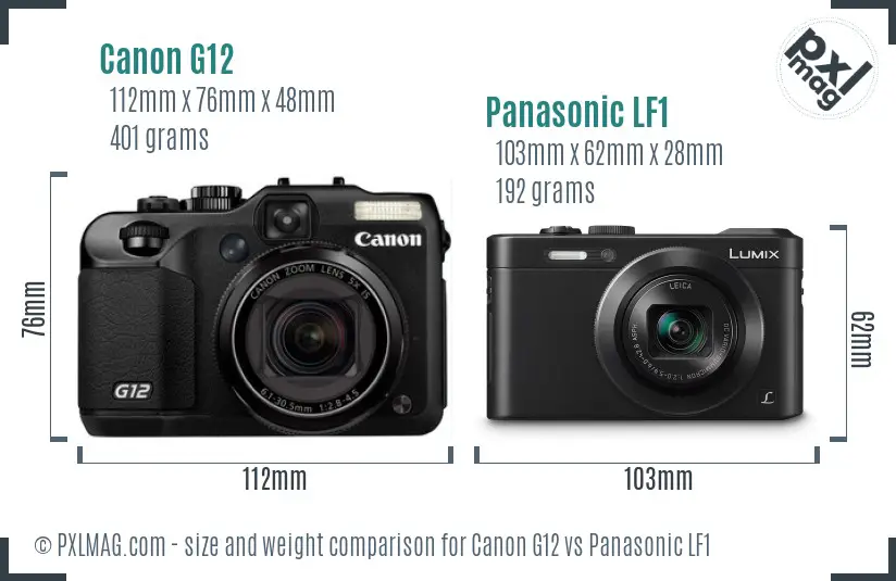 Canon G12 vs Panasonic LF1 size comparison