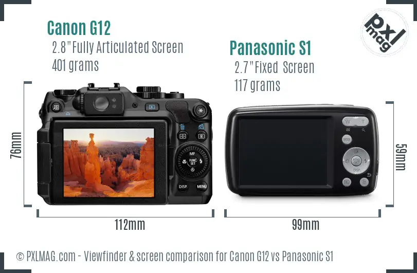 Canon G12 vs Panasonic S1 Screen and Viewfinder comparison
