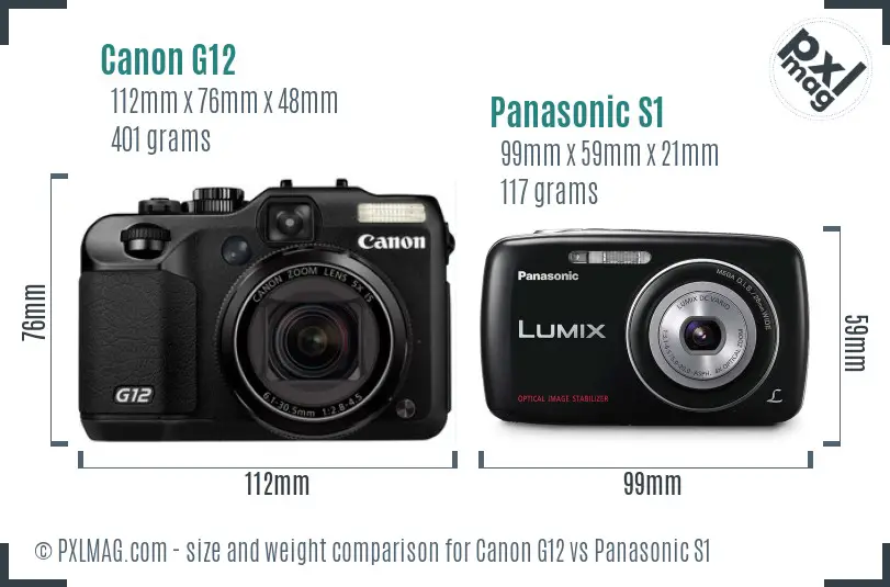 Canon G12 vs Panasonic S1 size comparison