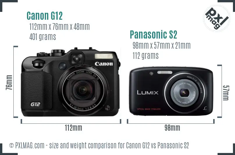 Canon G12 vs Panasonic S2 size comparison