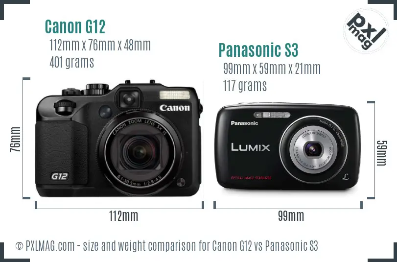 Canon G12 vs Panasonic S3 size comparison