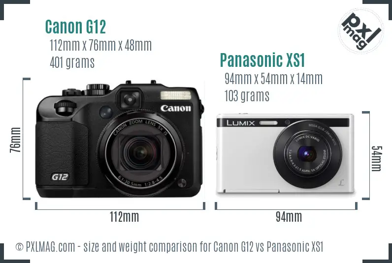 Canon G12 vs Panasonic XS1 size comparison