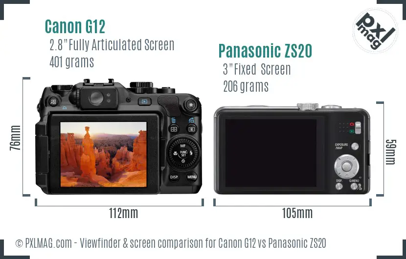 Canon G12 vs Panasonic ZS20 Screen and Viewfinder comparison Canon G12 vs Panasonic ZS20 Screen and Viewfinder comparison