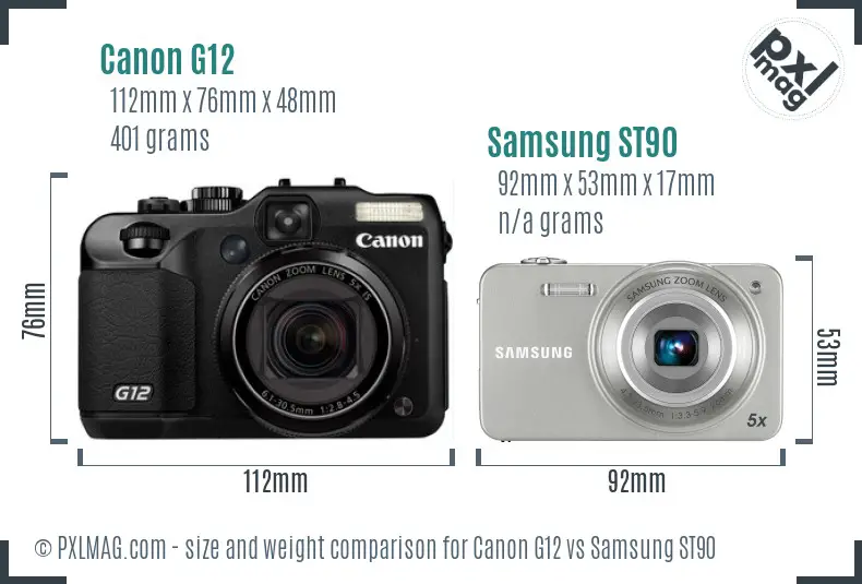 Canon G12 vs Samsung ST90 size comparison