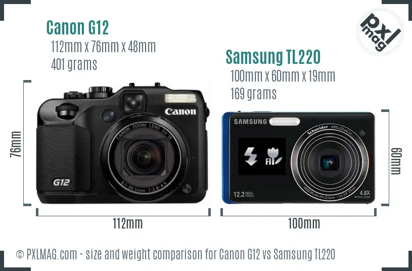Canon G12 vs Samsung TL220 size comparison