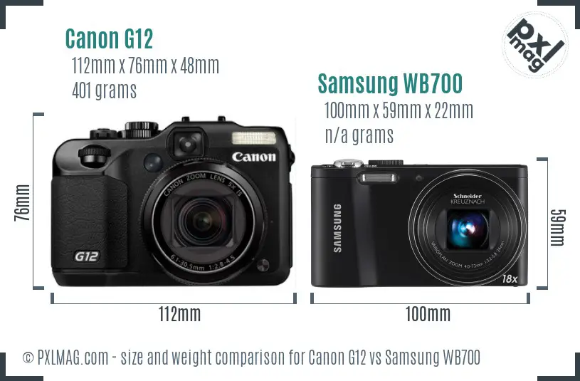 Canon G12 vs Samsung WB700 size comparison