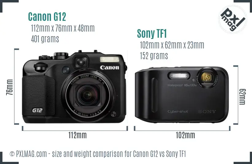 Canon G12 vs Sony TF1 size comparison