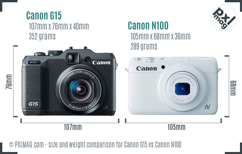 Canon G15 vs Canon N100 size comparison Canon G15 vs Canon N100 size comparison