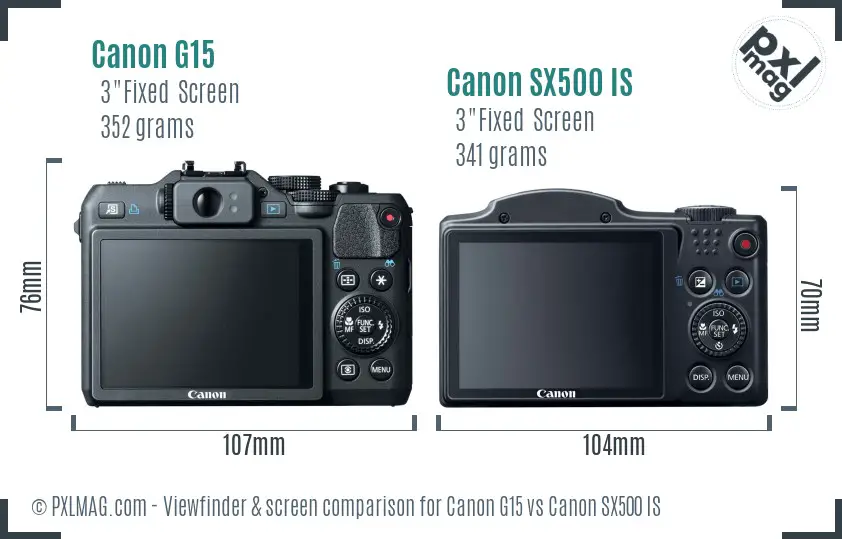 Canon G15 vs Canon SX500 IS Screen and Viewfinder comparison Canon G15 vs Canon SX500 IS Screen and Viewfinder comparison