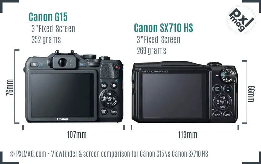 Canon G15 vs Canon SX710 HS Screen and Viewfinder comparison Canon G15 vs Canon SX710 HS Screen and Viewfinder comparison