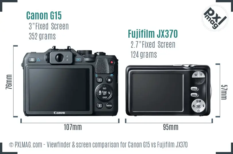 Canon G15 vs Fujifilm JX370 Screen and Viewfinder comparison Canon G15 vs Fujifilm JX370 Screen and Viewfinder comparison