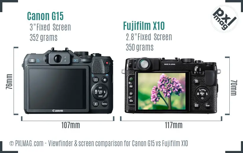 Canon G15 vs Fujifilm X10 Screen and Viewfinder comparison Canon G15 vs Fujifilm X10 Screen and Viewfinder comparison