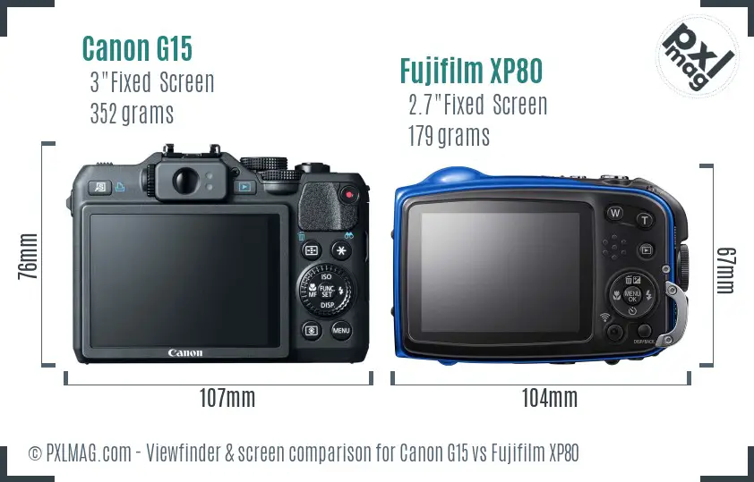 Canon G15 vs Fujifilm XP80 Screen and Viewfinder comparison Canon G15 vs Fujifilm XP80 Screen and Viewfinder comparison