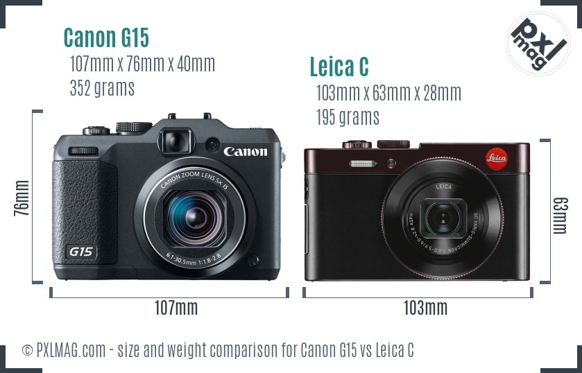 Canon G15 vs Leica C size comparison Canon G15 vs Leica C size comparison